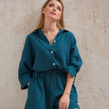 Ensemble pyjama léger 2 pièces en gaze de coton pour femme - Livraison offerte